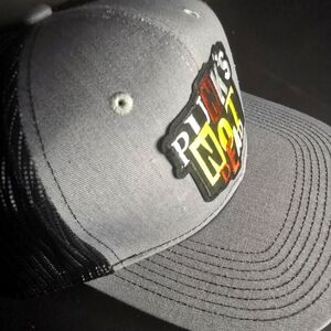 Gray and Black Trucker Hat with Graphic Patch